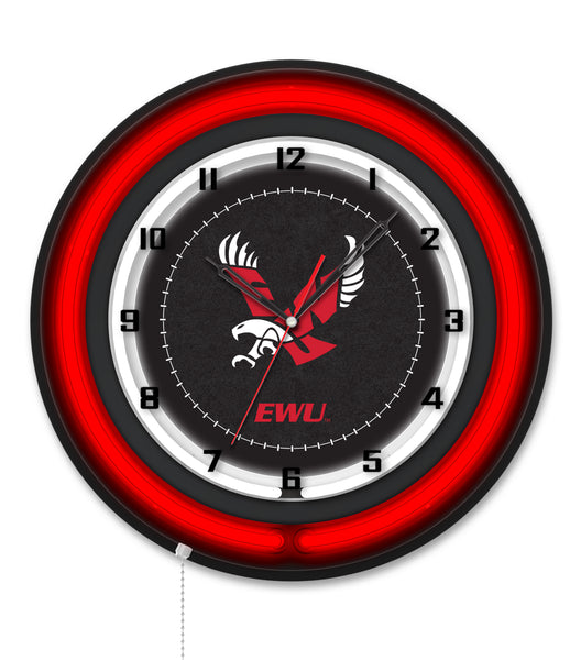 Eastern Washington University Black Case Neon Clock