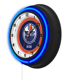 Edmonton Oilers Black Case Neon Clock