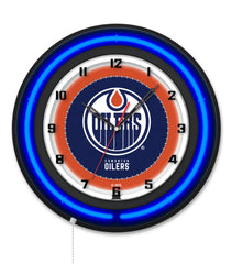 Edmonton Oilers Black Case Neon Clock