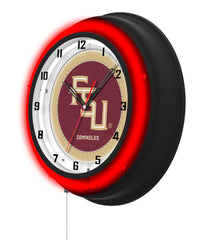 Florida State (Script) Black Case Neon Clock