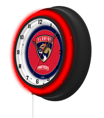 Florida Panthers Black Case Neon Clock