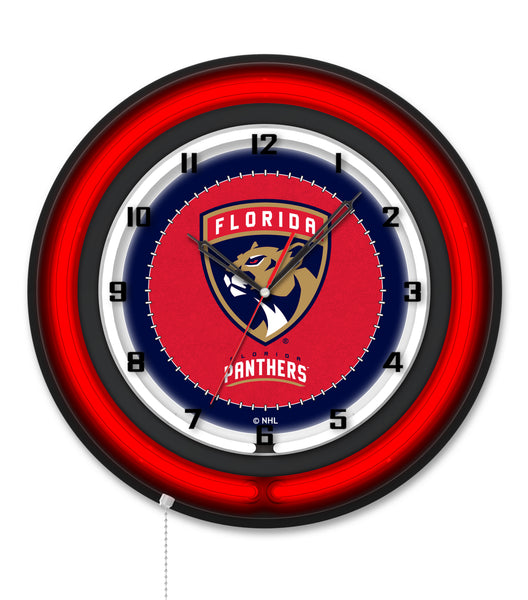 Florida Panthers Black Case Neon Clock