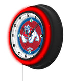 Fresno State University Black Case Neon Clock