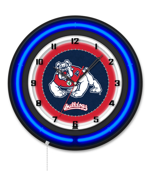 Fresno State University Black Case Neon Clock
