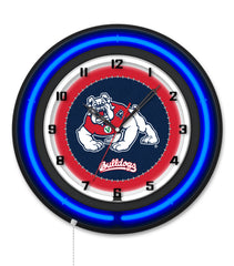 Fresno State University Black Case Neon Clock