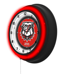 University of Georgia (Bulldog) Black Case Neon Clock