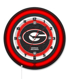 University of Georgia (G)  Black Case Neon Clock