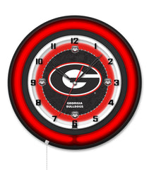 University of Georgia (G) Black Case Neon Clock