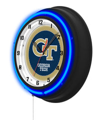 Georgia Tech Black Case Neon Clock