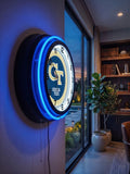 Georgia Tech Black Case Neon Clock