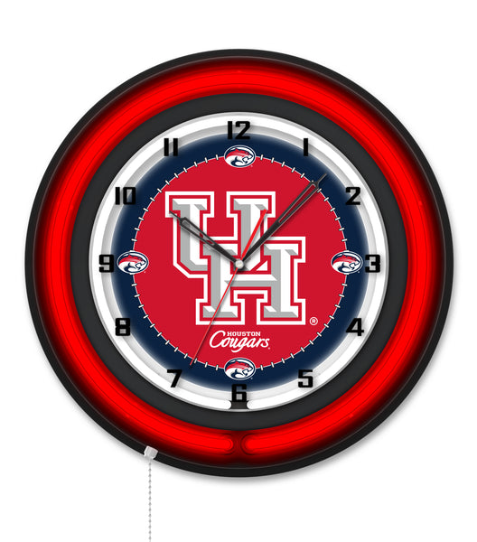 University of Houston Black Case Neon Clock