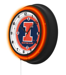 University of Illinois Black Case Neon Clock