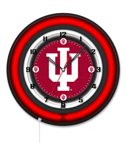 Indiana University Black Case Neon Clock