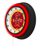 Iowa State University Black Case Neon Clock