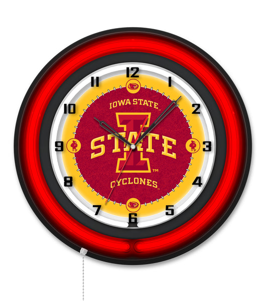 Iowa State University Black Case Neon Clock