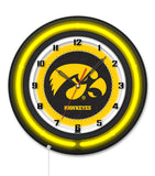 University of Iowa Black Case Neon Clock