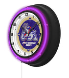 James Madison University Black Case Neon Clock