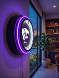 Kansas State University Black Case Neon Clock