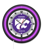 Kansas State University Black Case Neon Clock