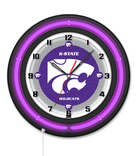 Kansas State University Black Case Neon Clock