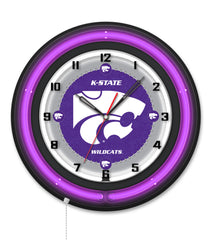 Kansas State University Black Case Neon Clock