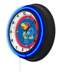 University of Kansas Black Case Neon Clock