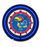 University of Kansas Black Case Neon Clock