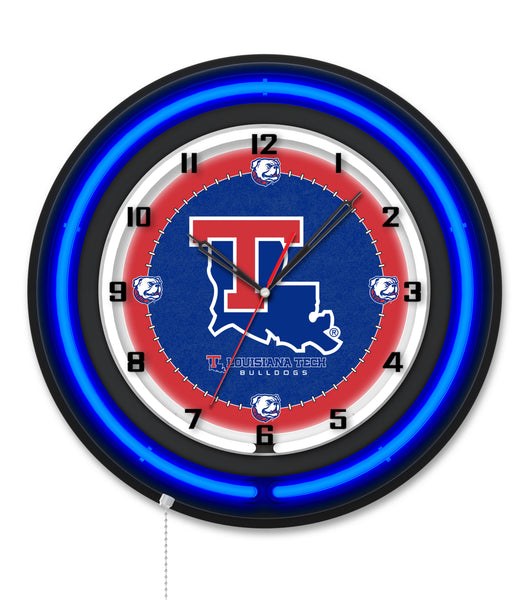 Louisiana Tech University Black Case Neon Clock