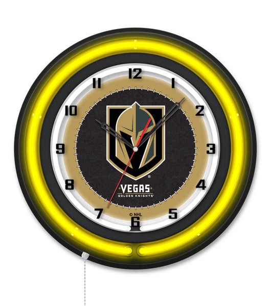 Vegas Golden Knights Black Case Neon Clock