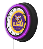 Louisiana State University Black Case Neon Clock