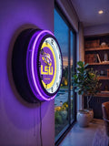 Louisiana State University Black Case Neon Clock