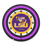 Louisiana State University Black Case Neon Clock