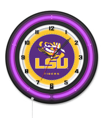 Louisiana State University Black Case Neon Clock