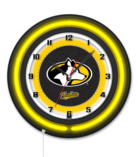 Michigan Tech University Black Case Neon Clock