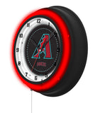 Arizona Diamondbacks Black Case Neon Clock