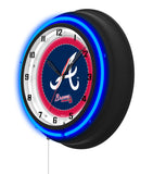 Atlanta Braves Black Case Neon Clock