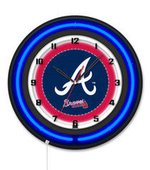 Atlanta Braves Black Case Neon Clock