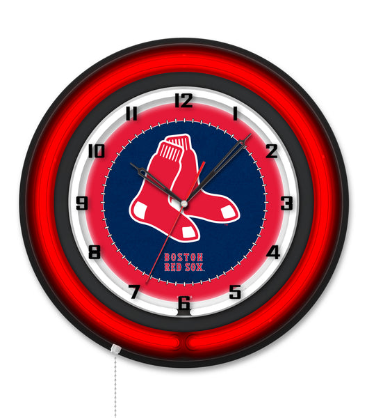 Boston Red Sox Black Case Neon Clock