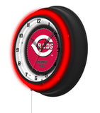 Cincinnati Reds Black Case Neon Clock