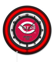 Cincinnati Reds Black Case Neon Clock