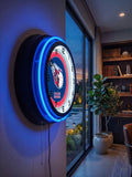 Cleveland Guardians Black Case Neon Clock