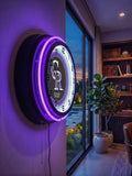 Colorado Rockies Black Case Neon Clock
