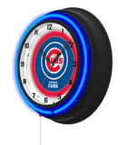 Chicago Cubs Black Case Neon Clock