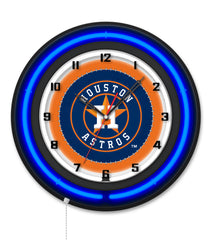 Houston Astros Black Case Neon Clock