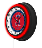 Los Angeles Angels Black Case Neon Clock