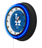 Los Angeles Dodgers Black Case Neon Clock