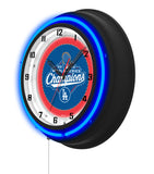 Los Angeles Dodgers 2025 World Series Champion Black Case Neon Clock