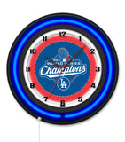 Los Angeles Dodgers 2025 World Series Champion Black Case Neon Clock