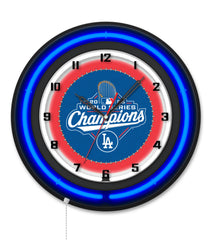 Los Angeles Dodgers 2025 World Series Champion Black Case Neon Clock
