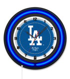 Los Angeles Dodgers Black Case Neon Clock